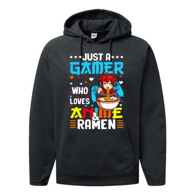 Just A Gamer Who Loves Anime And Ra Boy Performance Fleece Hoodie