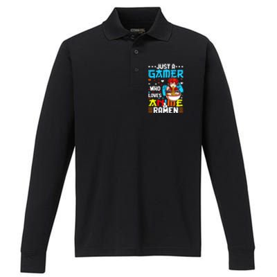 Just A Gamer Who Loves Anime And Ra Boy Performance Long Sleeve Polo