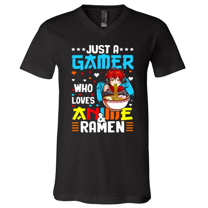 Just A Gamer Who Loves Anime And Ra Boy V-Neck T-Shirt