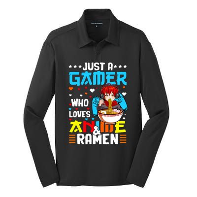 Just A Gamer Who Loves Anime And Ra Boy Silk Touch Performance Long Sleeve Polo