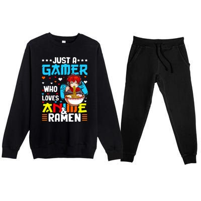 Just A Gamer Who Loves Anime And Ra Boy Premium Crewneck Sweatsuit Set