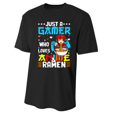 Just A Gamer Who Loves Anime And Ra Boy Performance Sprint T-Shirt