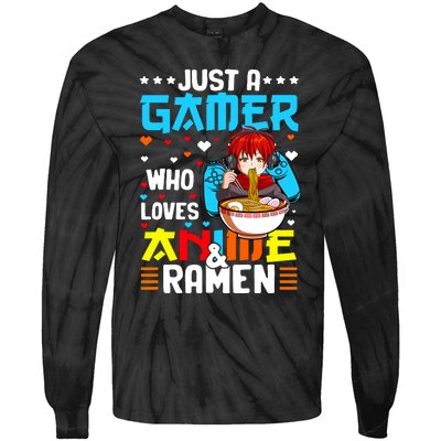 Just A Gamer Who Loves Anime And Ra Boy Tie-Dye Long Sleeve Shirt