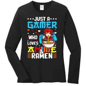 Just A Gamer Who Loves Anime And Ra Boy Ladies Long Sleeve Shirt