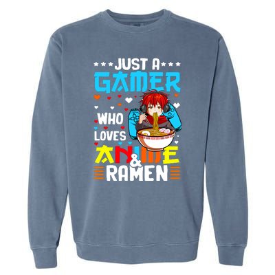 Just A Gamer Who Loves Anime And Ra Boy Garment-Dyed Sweatshirt