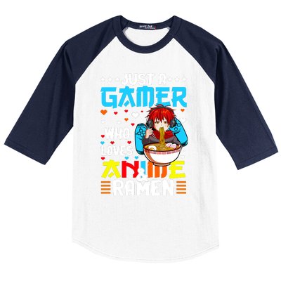 Just A Gamer Who Loves Anime And Ra Boy Baseball Sleeve Shirt