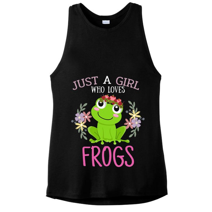 Just A Girl Who Loves Frogs Frogs Lover Ladies PosiCharge Tri-Blend Wicking Tank