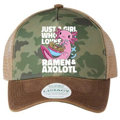 Just A Girl Who Loves Ramen & Axolotl Funny Cute Legacy Tie Dye Trucker Hat