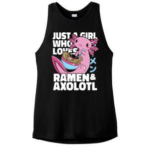 Just A Girl Who Loves Ramen & Axolotl Funny Cute Ladies PosiCharge Tri-Blend Wicking Tank