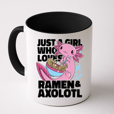 Just A Girl Who Loves Ramen & Axolotl Funny Cute Coffee Mug