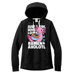 Just A Girl Who Loves Ramen & Axolotl Funny Cute Women's Fleece Hoodie