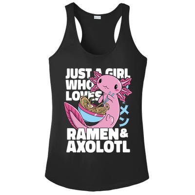 Just A Girl Who Loves Ramen & Axolotl Funny Cute Ladies PosiCharge Competitor Racerback Tank