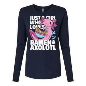 Just A Girl Who Loves Ramen & Axolotl Funny Cute Womens Cotton Relaxed Long Sleeve T-Shirt