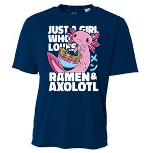 Just A Girl Who Loves Ramen & Axolotl Funny Cute Cooling Performance Crew T-Shirt