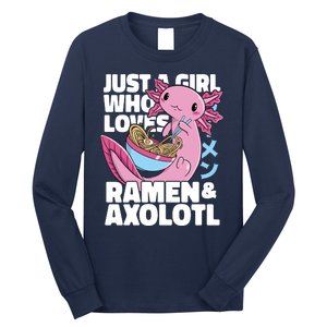 Just A Girl Who Loves Ramen & Axolotl Funny Cute Long Sleeve Shirt