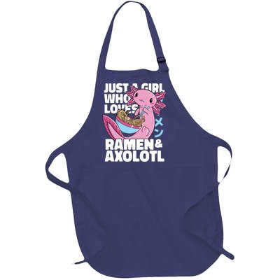 Just A Girl Who Loves Ramen & Axolotl Funny Cute Full-Length Apron With Pockets