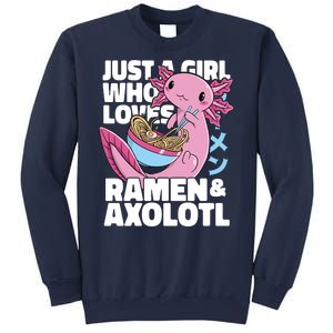 Just A Girl Who Loves Ramen & Axolotl Funny Cute Sweatshirt