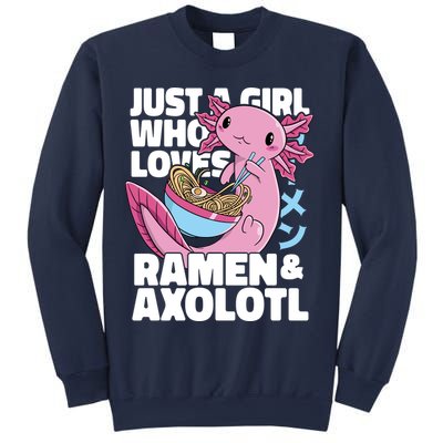 Just A Girl Who Loves Ramen & Axolotl Funny Cute Sweatshirt