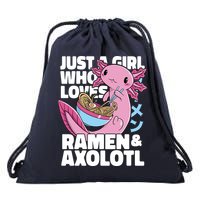 Just A Girl Who Loves Ramen & Axolotl Funny Cute Drawstring Bag