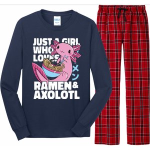 Just A Girl Who Loves Ramen & Axolotl Funny Cute Long Sleeve Pajama Set