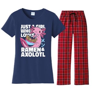 Just A Girl Who Loves Ramen & Axolotl Funny Cute Women's Flannel Pajama Set