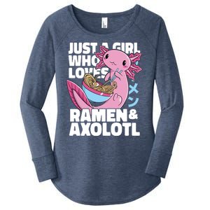 Just A Girl Who Loves Ramen & Axolotl Funny Cute Women's Perfect Tri Tunic Long Sleeve Shirt