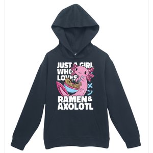 Just A Girl Who Loves Ramen & Axolotl Funny Cute Urban Pullover Hoodie