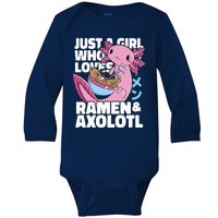 Just A Girl Who Loves Ramen & Axolotl Funny Cute Baby Long Sleeve Bodysuit