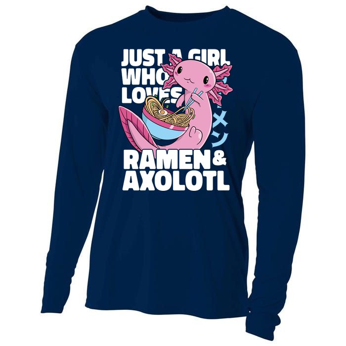 Just A Girl Who Loves Ramen & Axolotl Funny Cute Cooling Performance Long Sleeve Crew