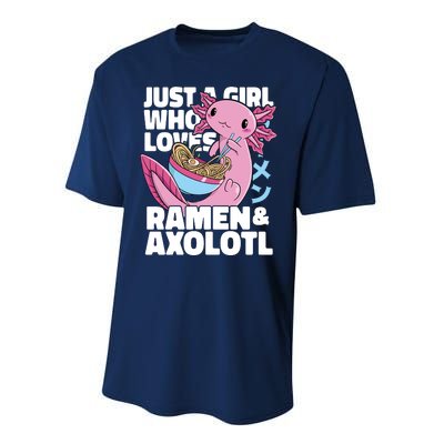 Just A Girl Who Loves Ramen & Axolotl Funny Cute Performance Sprint T-Shirt