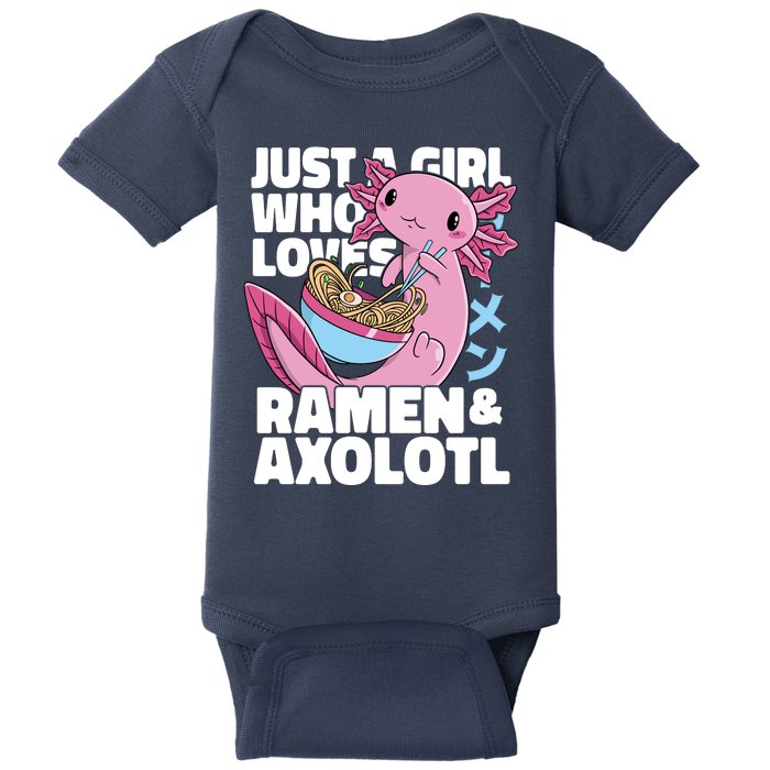 Just A Girl Who Loves Ramen & Axolotl Funny Cute Baby Bodysuit