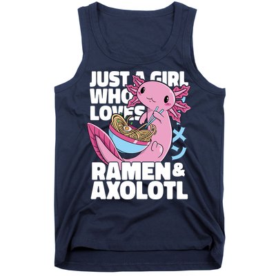 Just A Girl Who Loves Ramen & Axolotl Funny Cute Tank Top