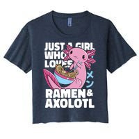 Just A Girl Who Loves Ramen & Axolotl Funny Cute Women's Crop Top Tee