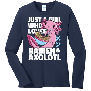 Just A Girl Who Loves Ramen & Axolotl Funny Cute Ladies Long Sleeve Shirt