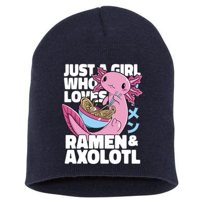 Just A Girl Who Loves Ramen & Axolotl Funny Cute Short Acrylic Beanie