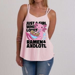 Just A Girl Who Loves Ramen & Axolotl Funny Cute Women's Strappy Tank