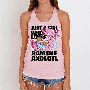 Just A Girl Who Loves Ramen & Axolotl Funny Cute Women's Knotted Racerback Tank