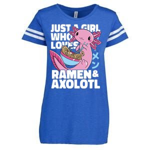 Just A Girl Who Loves Ramen & Axolotl Funny Cute Enza Ladies Jersey Football T-Shirt