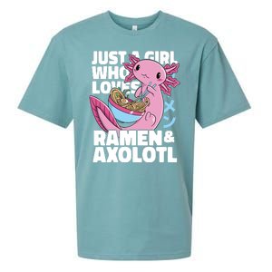 Just A Girl Who Loves Ramen & Axolotl Funny Cute Sueded Cloud Jersey T-Shirt