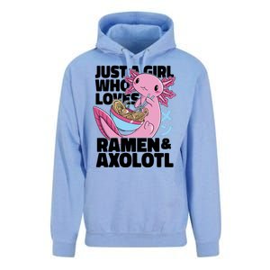 Just A Girl Who Loves Ramen & Axolotl Funny Cute Unisex Surf Hoodie