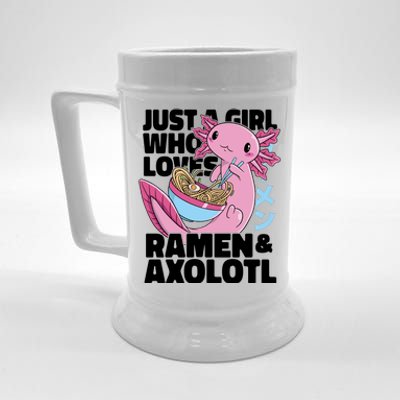 Just A Girl Who Loves Ramen & Axolotl Funny Cute Beer Stein