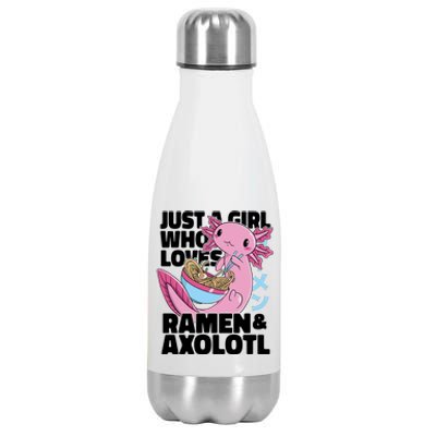 Just A Girl Who Loves Ramen & Axolotl Funny Cute Stainless Steel Insulated Water Bottle