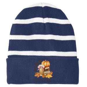 Just A Girl Who Loves Fall Striped Beanie with Solid Band