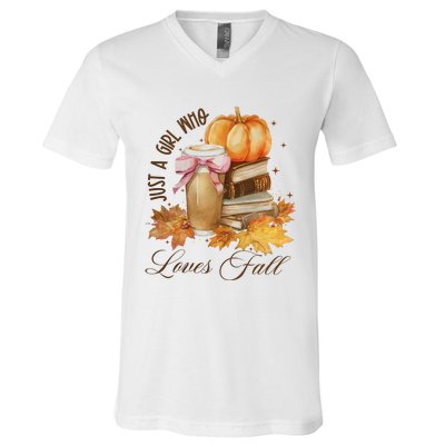 Just A Girl Who Loves Fall V-Neck T-Shirt