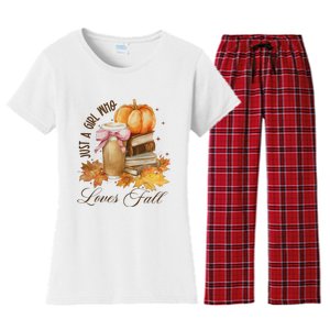 Just A Girl Who Loves Fall Women's Flannel Pajama Set