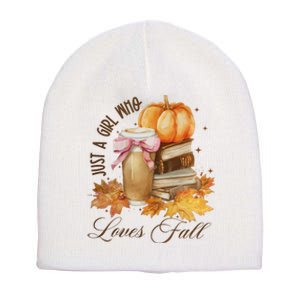 Just A Girl Who Loves Fall Short Acrylic Beanie