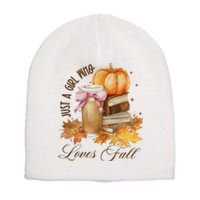 Just A Girl Who Loves Fall Short Acrylic Beanie