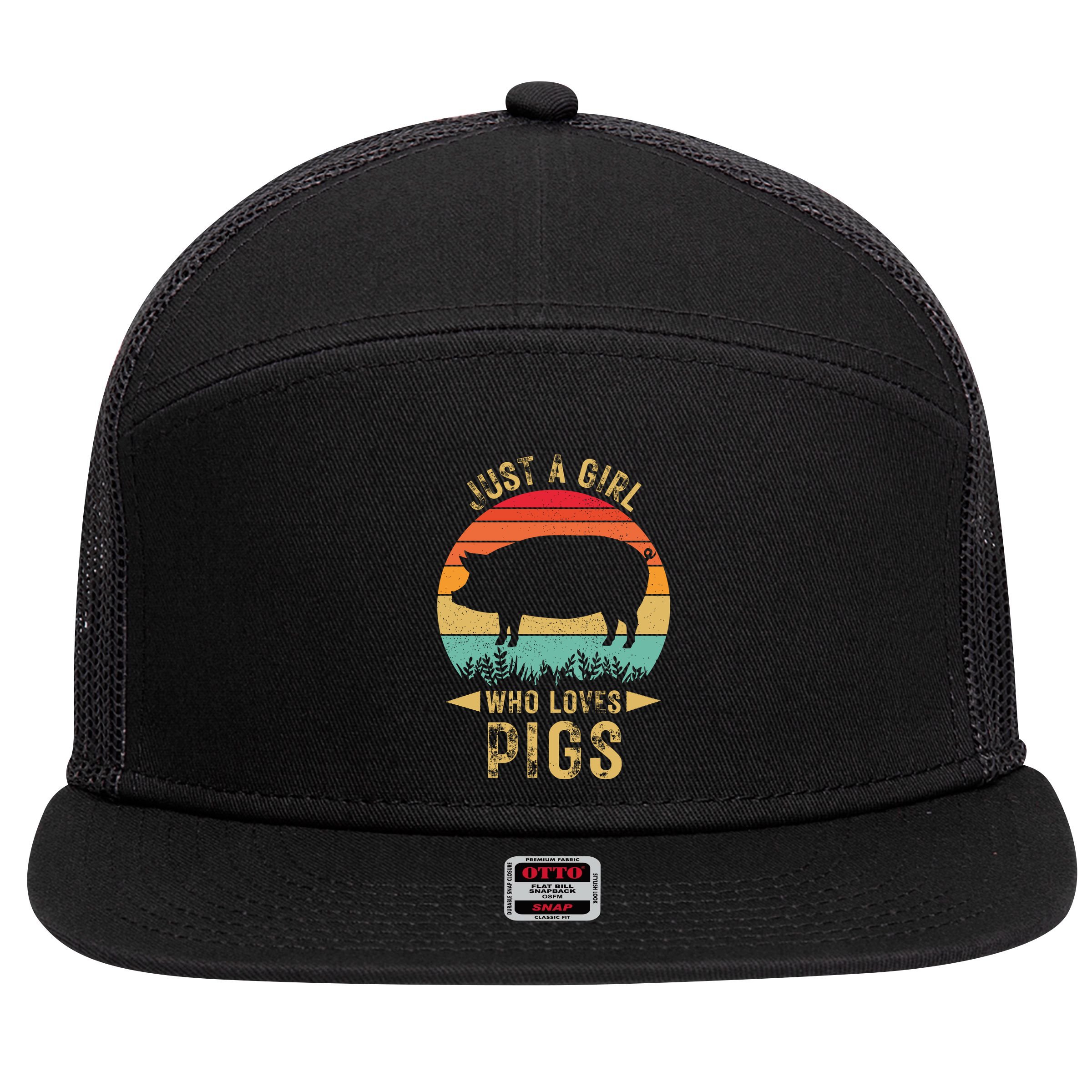 Just A Girl Who Loves Pigs 7 Panel Mesh Trucker Snapback Hat
