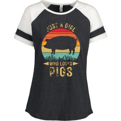 Just A Girl Who Loves Pigs Enza Ladies Jersey Colorblock Tee