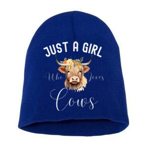 Just a Girl Who Loves Cows Funny Cute Cow  Short Acrylic Beanie